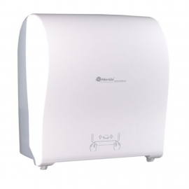 Podajnik ręczników papierowych w rolach SOLID CUT MAXI, wersja biało-jasny mat