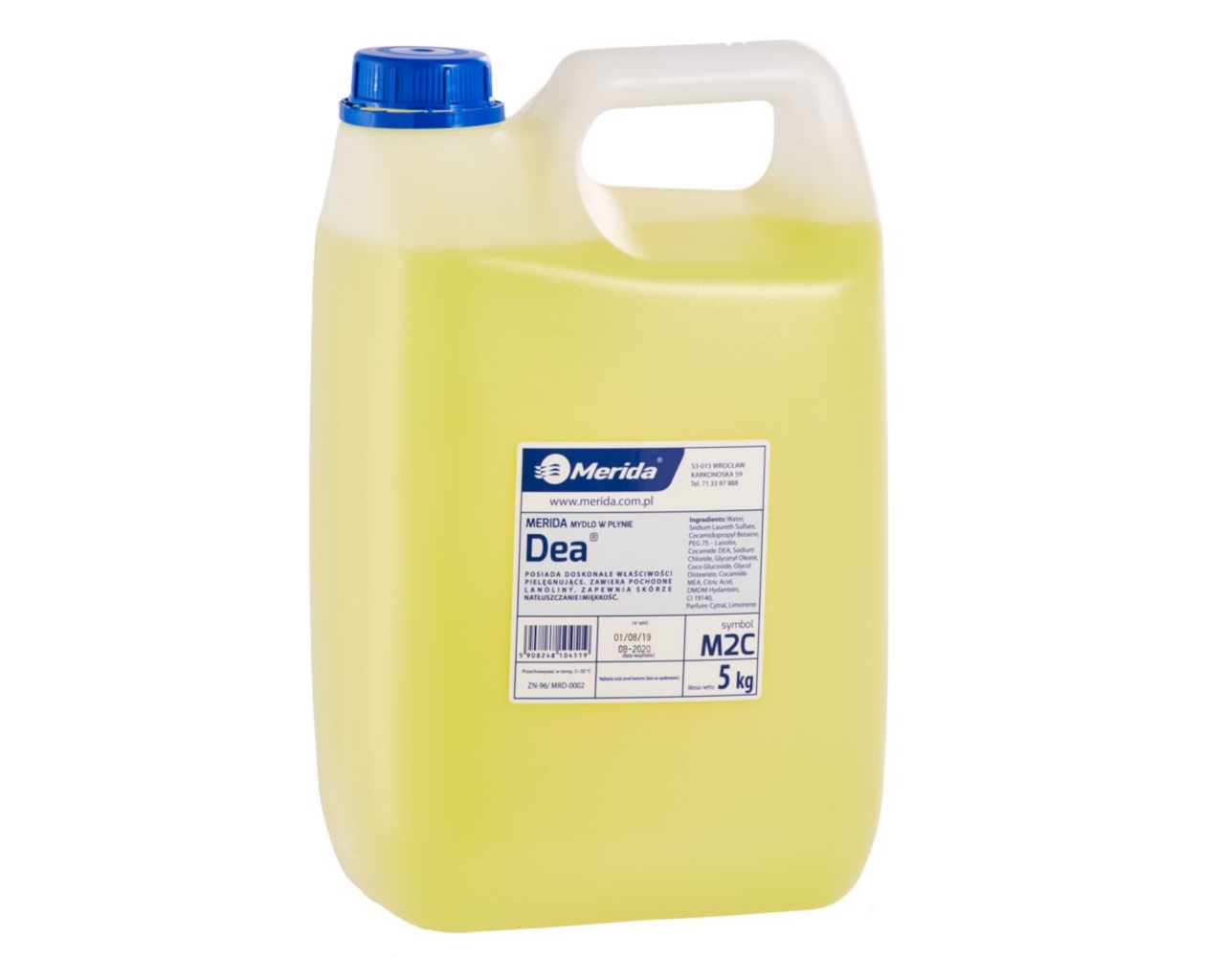 Mydło w płynie MERIDA DEA, żółte 5 kg, zapach cytrynowy
