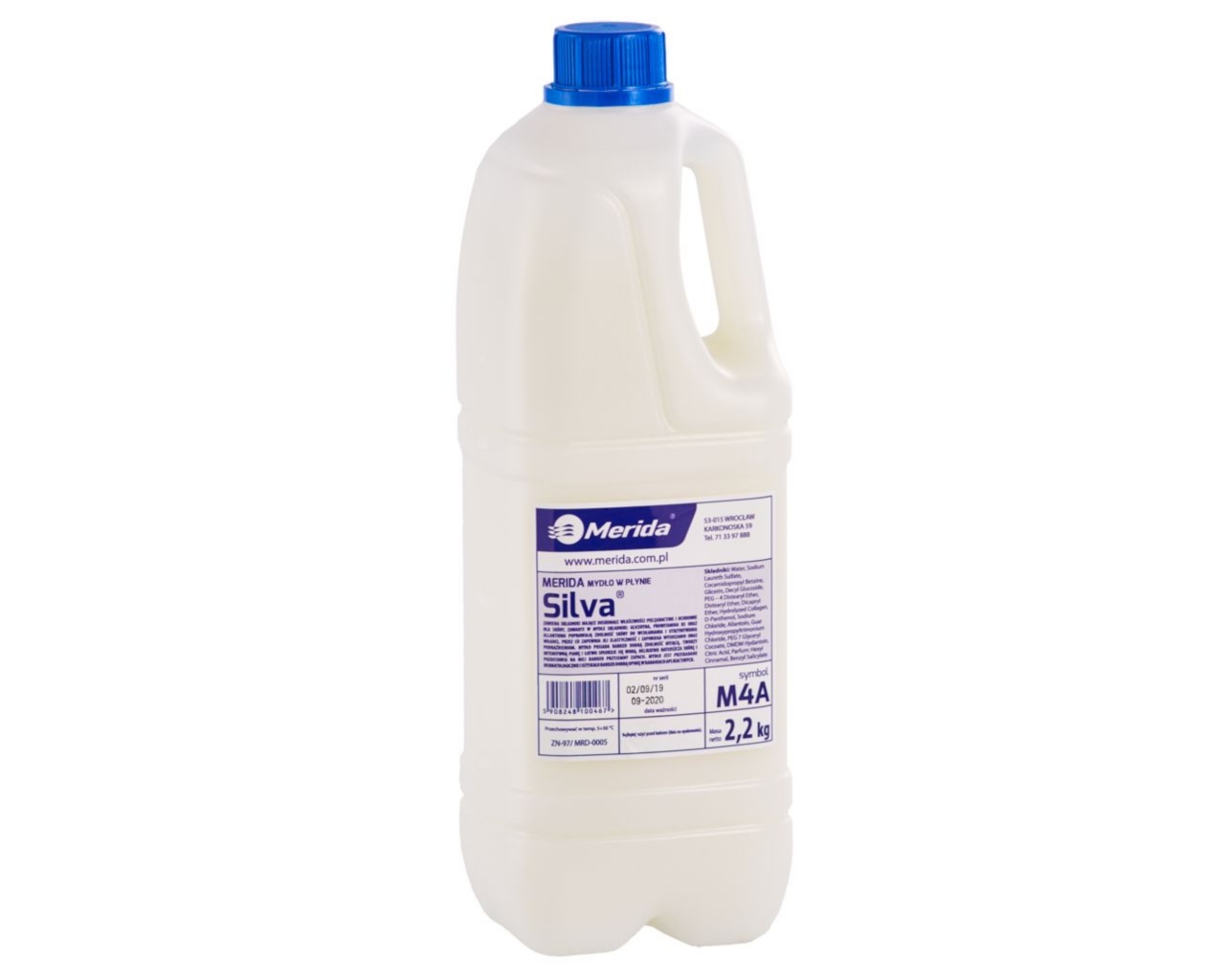 Mydło w płynie MERIDA SILVA białe 2,2 kg, wysokiej jakości pielęgnacyjne, zapach white dove