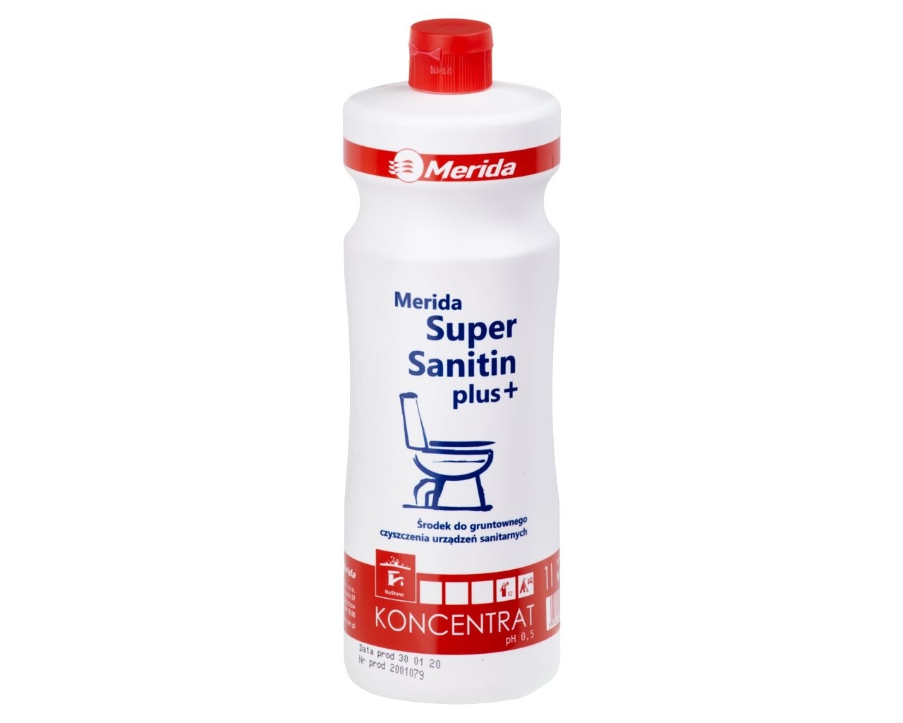 MERIDA SUPER SANITIN PLUS+ Środek do gruntownego czyszczenia urządzeń sanitarnych, butelka 1 l
