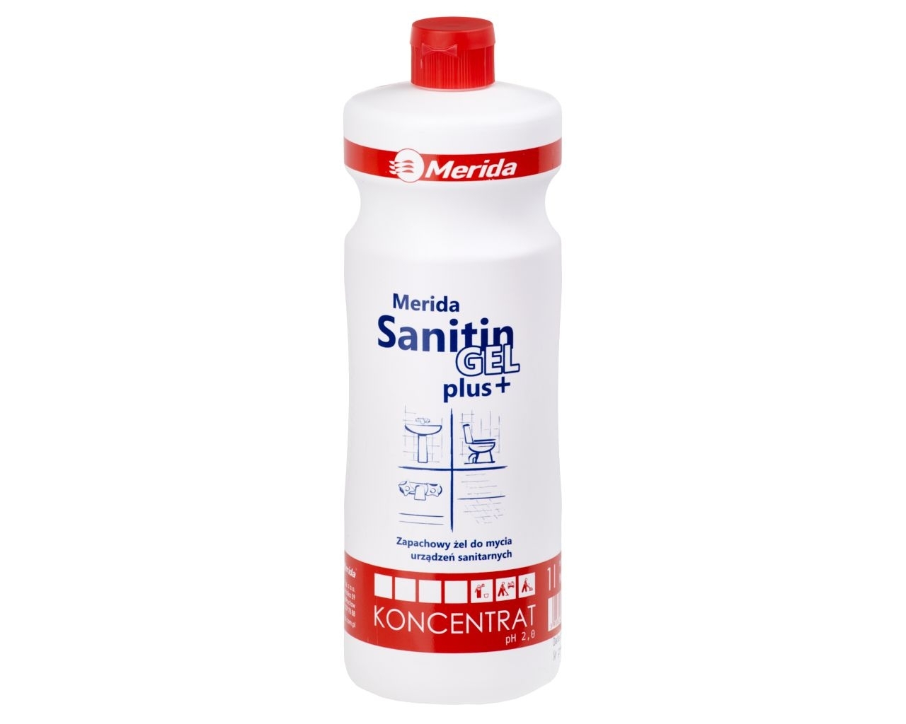 MERIDA SANITIN GEL PLUS+ Kwaśny środek do bieżącej pielęgnacji urządzeń sanitarnych, butelka 1 l