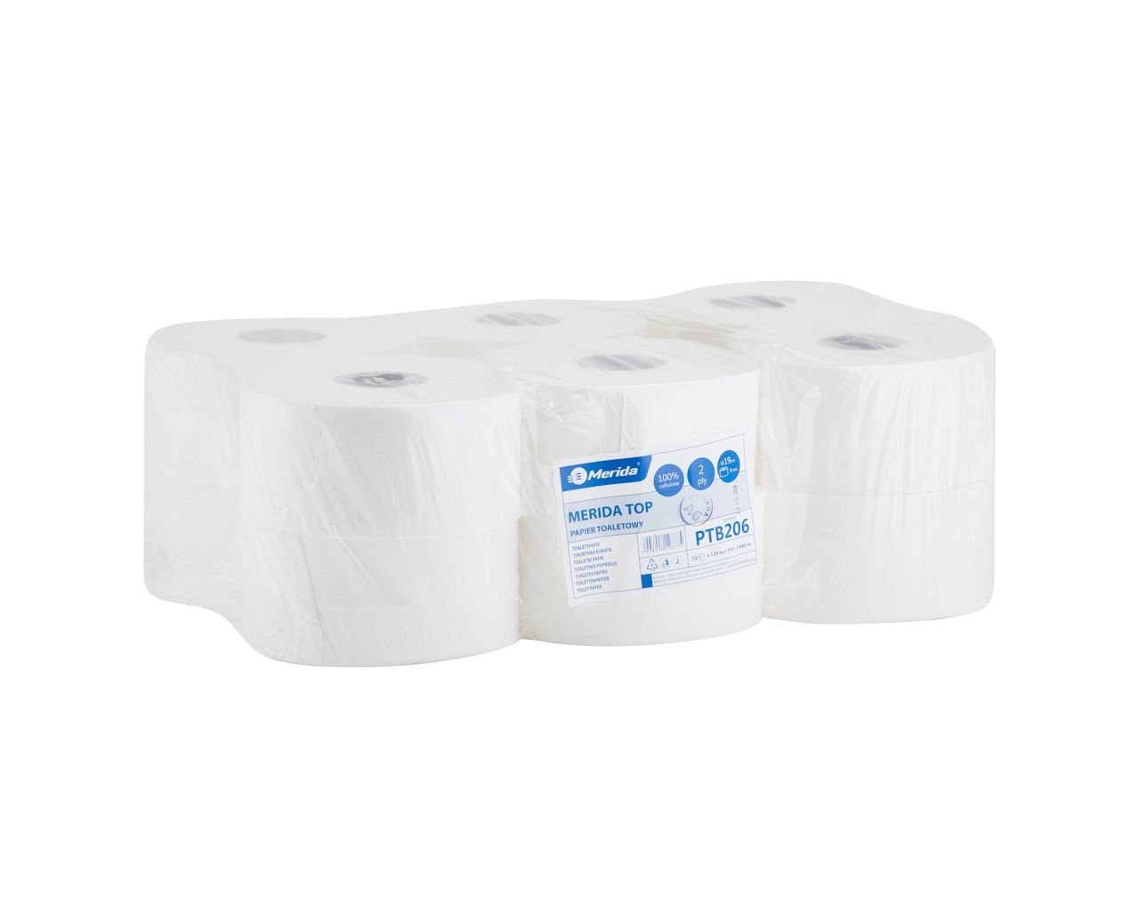 Papier toaletowy MERIDA TOP, biały, średnica 19 cm, długość roli 120 m