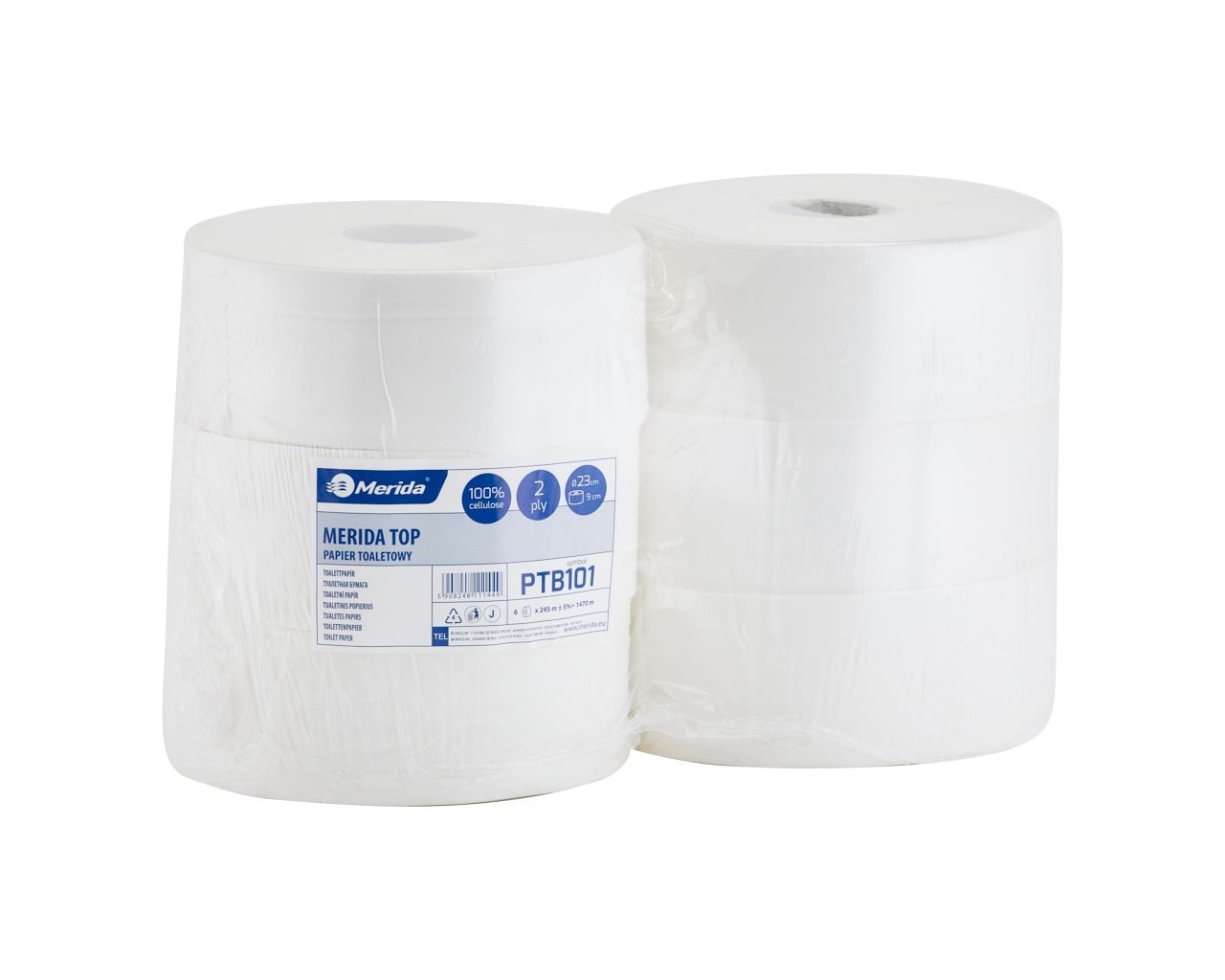 Papier toaletowy MERIDA TOP, biały, średnica 23 cm, długość roli 245 m
