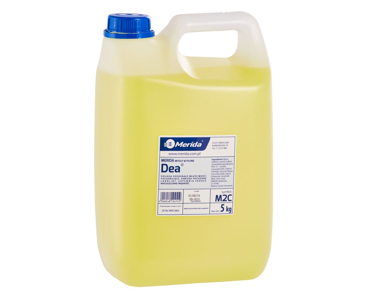 Mydło w płynie MERIDA DEA, żółte 5 kg, zapach cytrynowy