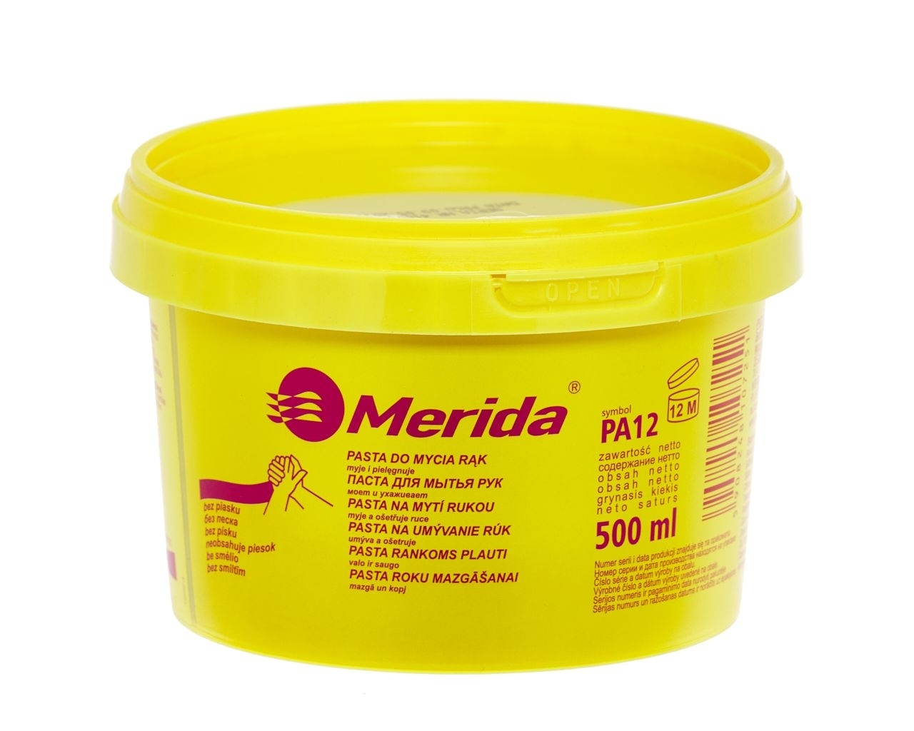 Pasta do mycia rąk MERIDA, opakowanie 500 g, testowana dermatologicznie