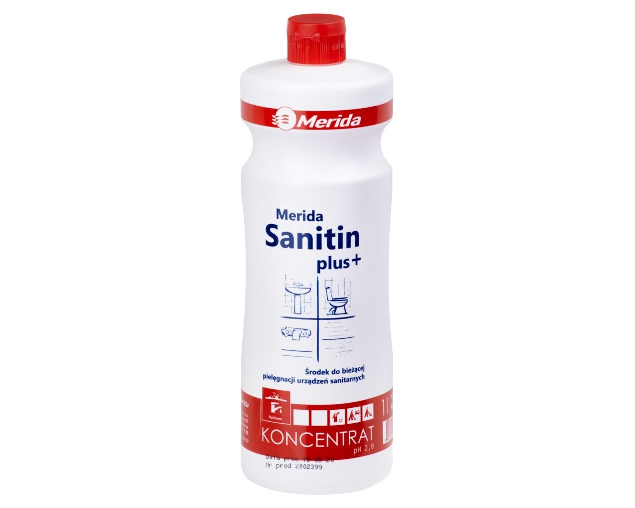 MERIDA SANITIN PLUS+ Kwaśny środek do bieżącej pielęgnacji urządzeń sanitarnych, butelka 1 l